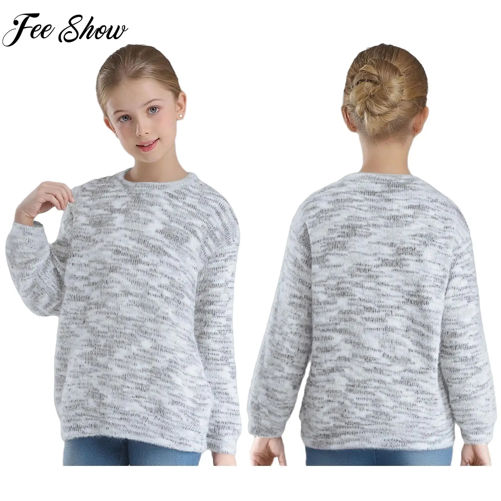 

Girls Casual Cozy Sweater Kids Ski Outdoor Clothes Long Sleeve Knitted Pullover Top for Holiday School Home Travel Park Costume
