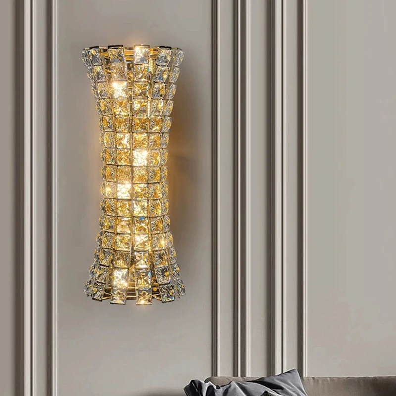 

Modern Clear Crystal Wall Light Indoor Living Room Bedroom Wall Lamp G4 Bulb Chrome Gold Metal Dropshipping Home Decor