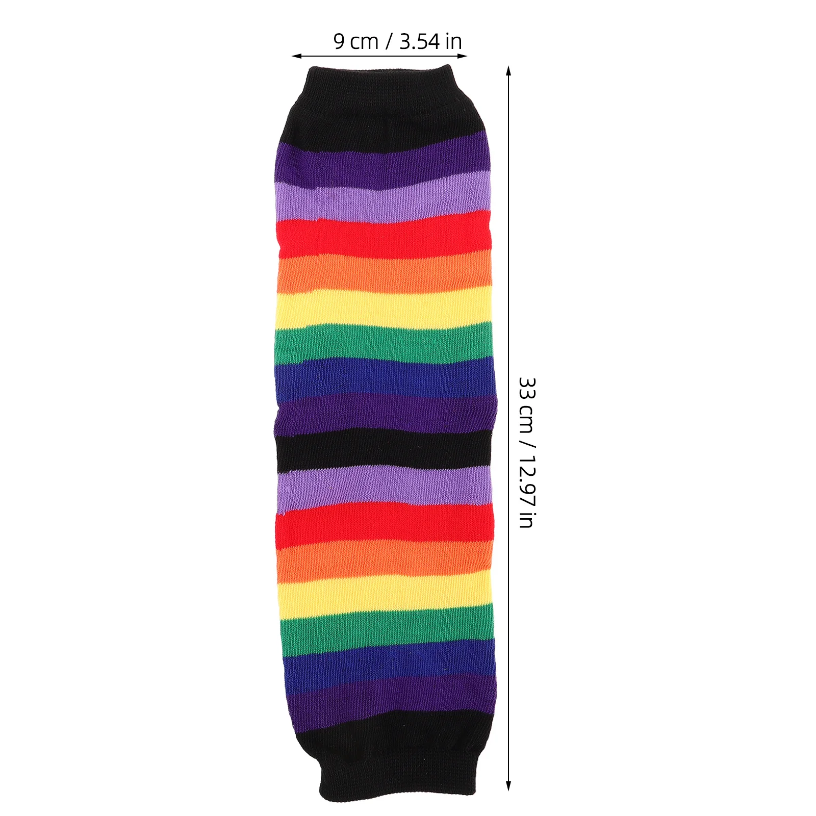1 ペアレインボーニット冬指なし手袋女性アームウォーマーロング肘ストライプパーティーコスチュームプライドアクセサリー