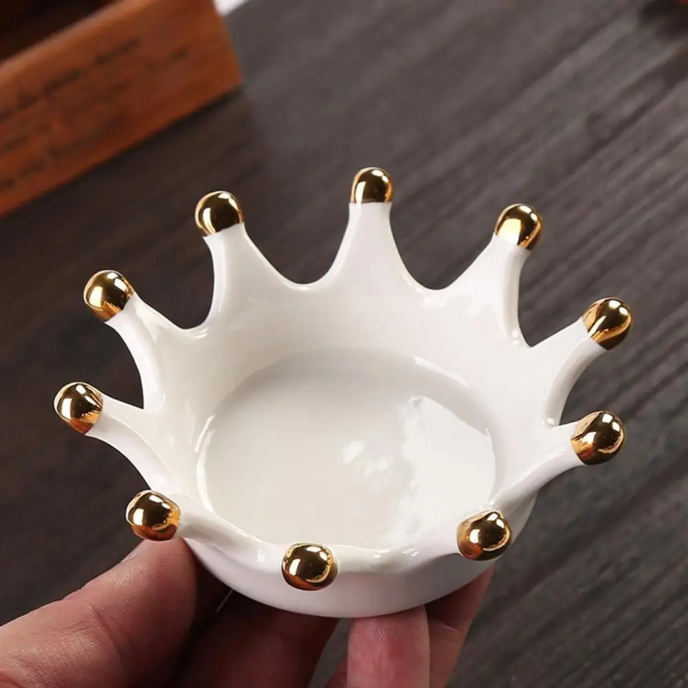 Chic Jewelry Display Plate Necklace Ring Earrings Holder Dish Ceramic Jewelry Plate Crown Display Organizer Mini Ashtray Decor