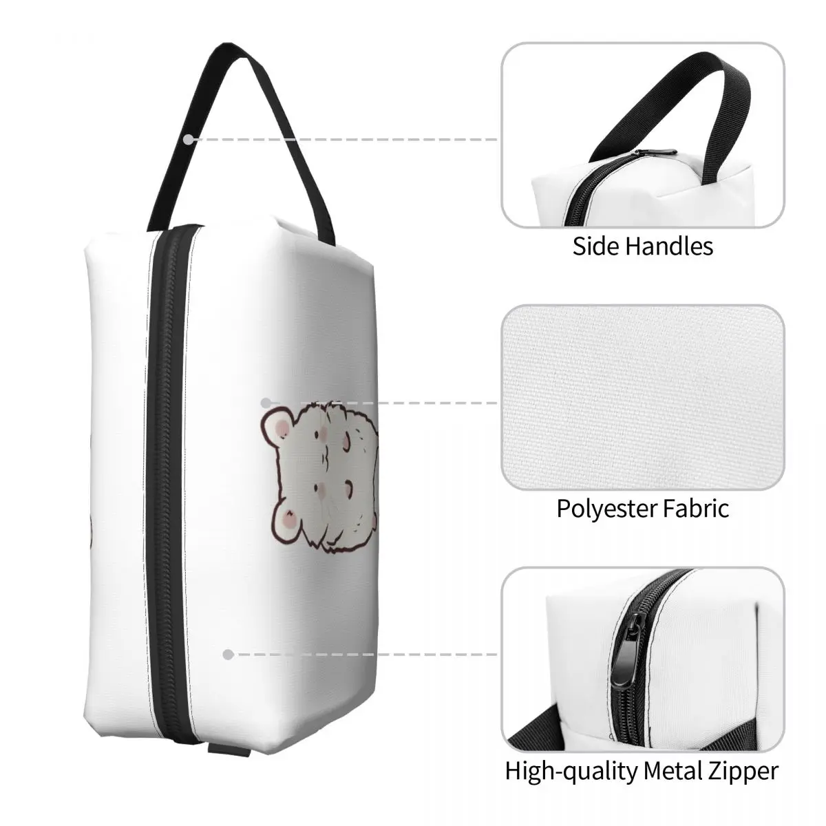 لطيف الهامستر رسم حقيبة مستحضرات تجميل منظم مستحضرات التجميل تخزين Dopp عدة أدوات الزينة حقيبة مستحضرات التجميل للنساء الجمال السفر مقلمة