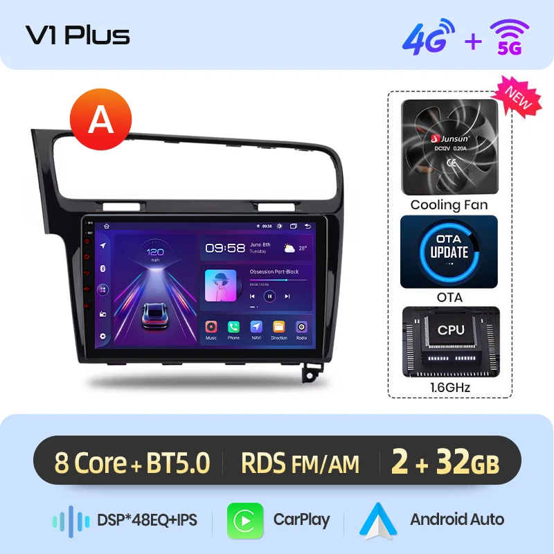 Junsun Draadloze Carplay Android Auto Autoradio Voor Vw Volkswagen Golf 7 2013-2017 Gps Multimedia 2 Din Systemen Stereo