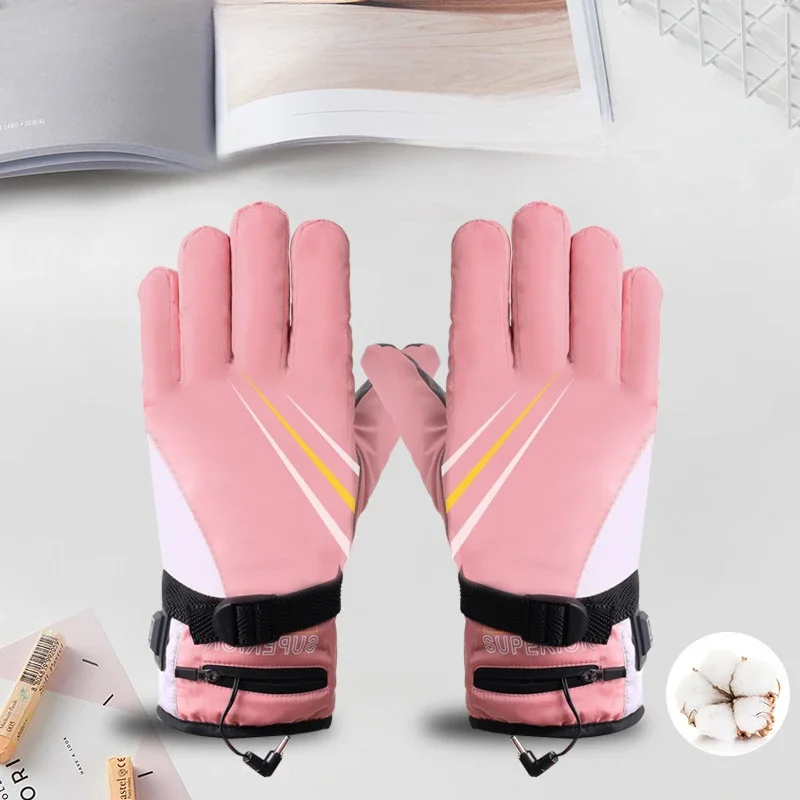 7.4V Lithium Battery Gloves, Electric Heating Winter Skiing Cold Protection Touch Screen Motorcycle Riding Battery Life