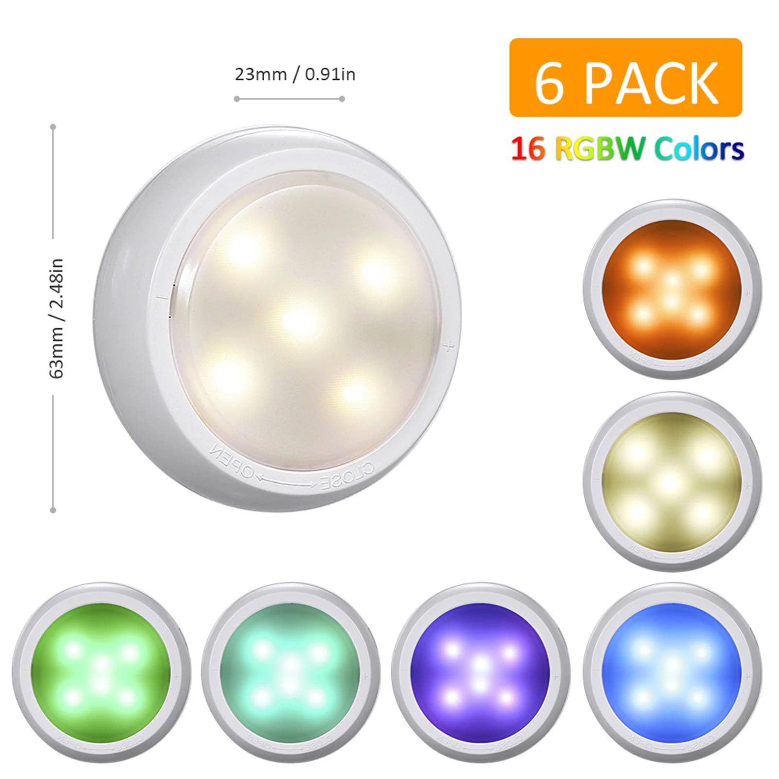 

6pcs RGB Color Under Cabinet Lights Wireless Battery LED Lights Remote Control Dimmable Cupboard Lamp For Bedroom Kitchen