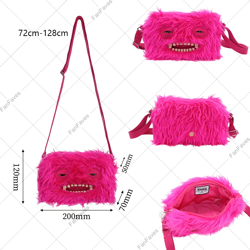 Fuggler Plush Crossbody Bag Big Head Ugly Tooth Monster Furry Animal Purse Backpack Wallet with Chain Strap Great Birthday Gift
