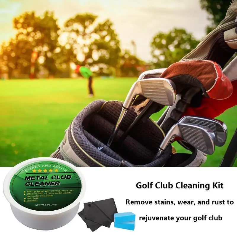 Golf Club Cleaner Balm Golf Club Polishing Set With Sponge Towel Squeezes Portable Golf Club Cleaning Tool Golfer Gift