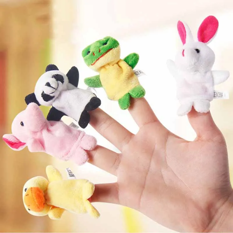 ชุดหุ่นนิ้วมือเด็ก ตุ๊กตาผ้ากำมะหยี่ การ์ตูนสัตว์ ครอบครัว หุ่นมือ ละครผ้า ของเล่นเสริมพัฒนาการสำหรับเด็ก TMZ