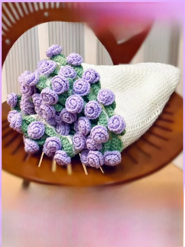 

Элитное одеяло-букет из роз ручной вязки из шерсти, зимний подарок для молодоженов, на День святого Валентина, для пар и детей