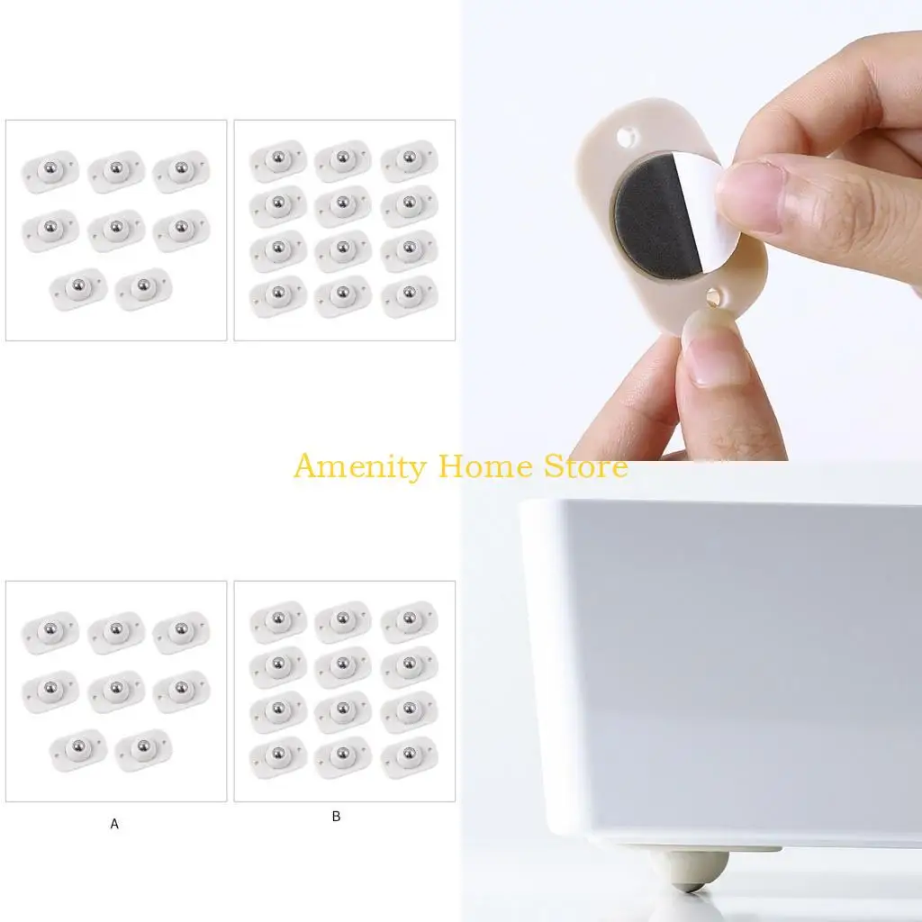 F26C Practical Stick On Caster Easy to Use Stick On Wheels Self Adhesive Caster Wheels 360 Degree Swivels Self Adhesive Wheel