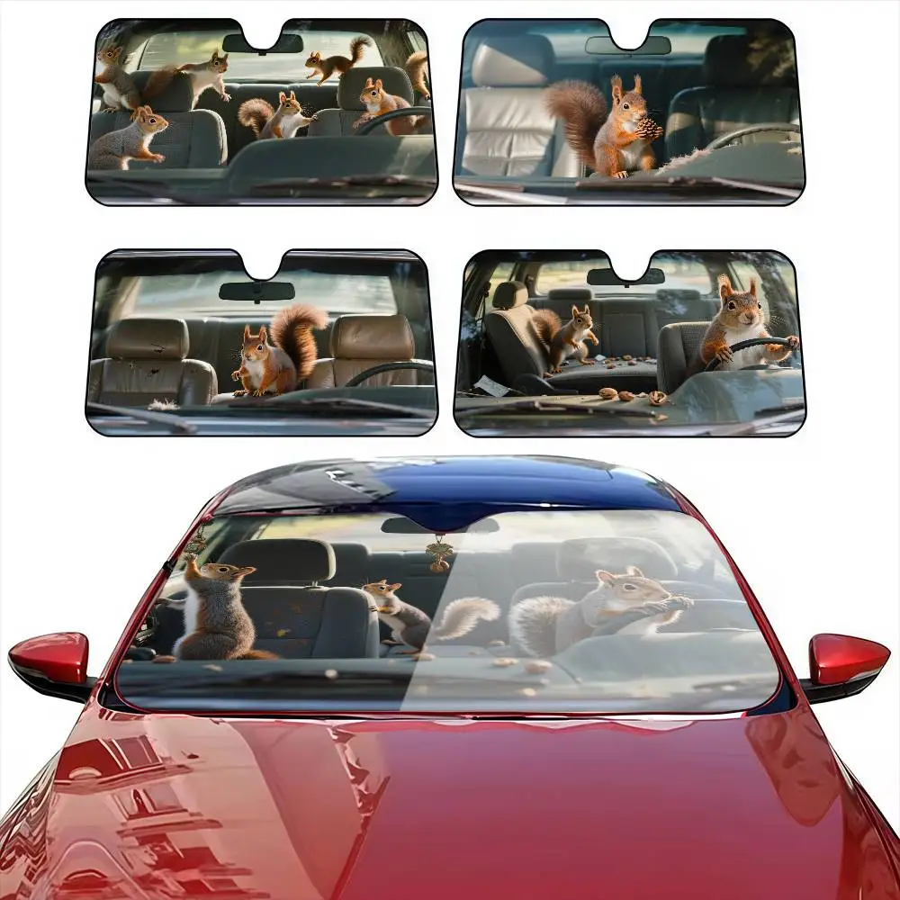 Squirrels driving funny Car Sunshade Curtains Windscreen Cover Shade Car SunShade UV Rays Car Sun Visor Protector