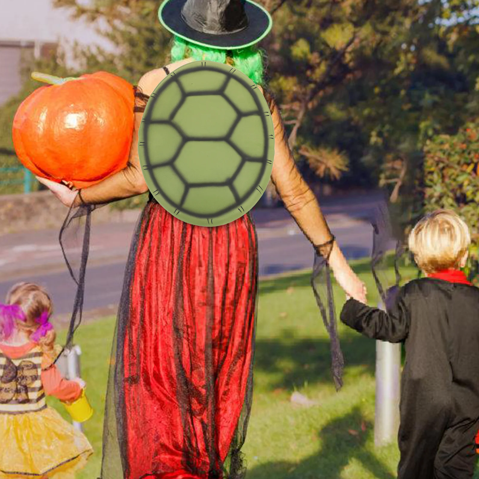 3Pcs Halloween Turtle Shell Prop Soft Elastic Band Free Size Fit Most Ages for Cosplay Costume Party Celebration Use