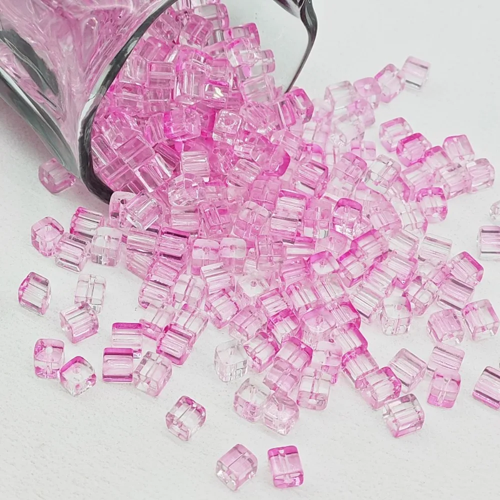 50 Uds. Nuevas cuentas de cubo de cristal de 7mm cuentas espaciadoras cuadradas brillantes accesorio de costura de Color AB suelto para el hogar
