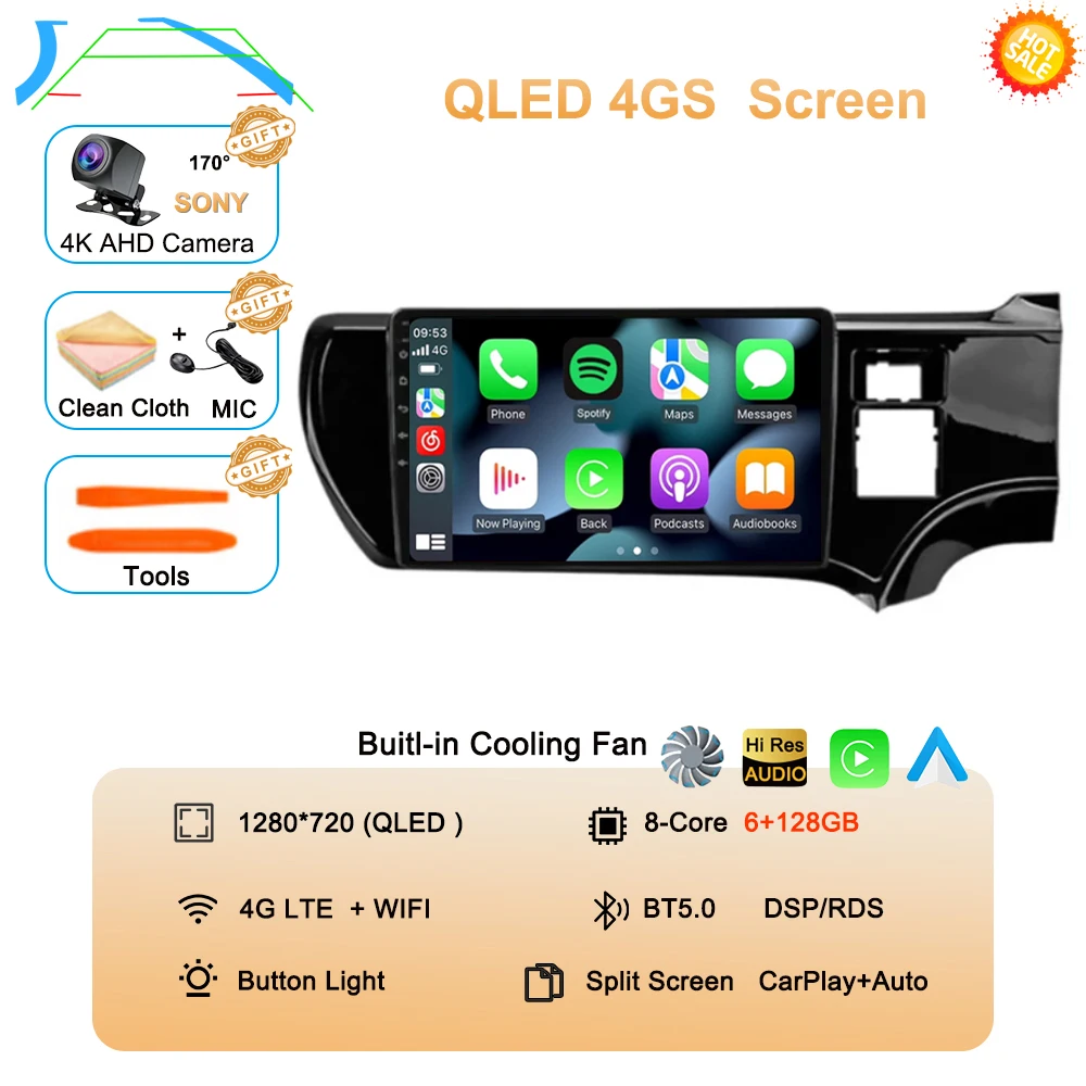 Android 16 For Toyota Aqua Prius C 2011-2017 Carplay 4G WIFI Car RadioNavigation GPS Multimedia Video Player 2Din DVD Stereo BT image 3