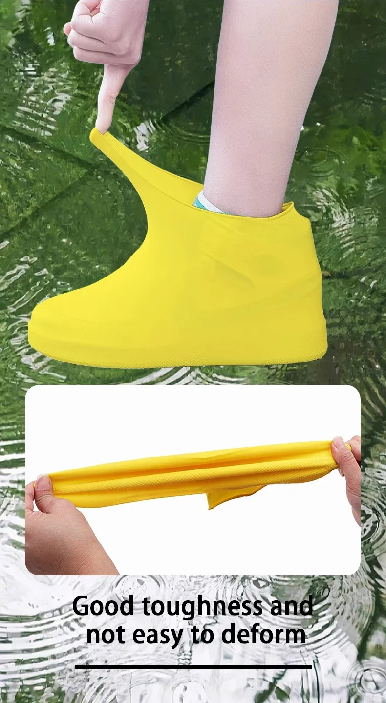 1 Paar wasserdichte Schuhüberzieher aus Silikonkautschuk, rutschfest, wasserabweisend, Regenschuhüberzieher für Outdoor-Radsport, Schuhprotektoren, Neu – Detail 5