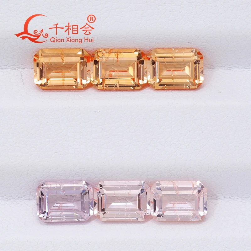 emerald Shape Morgan Pink/Morgan Orange color Lab-Created Sapphire Loose Gem Stone including Minor Cracks And Inclusions jewelry
