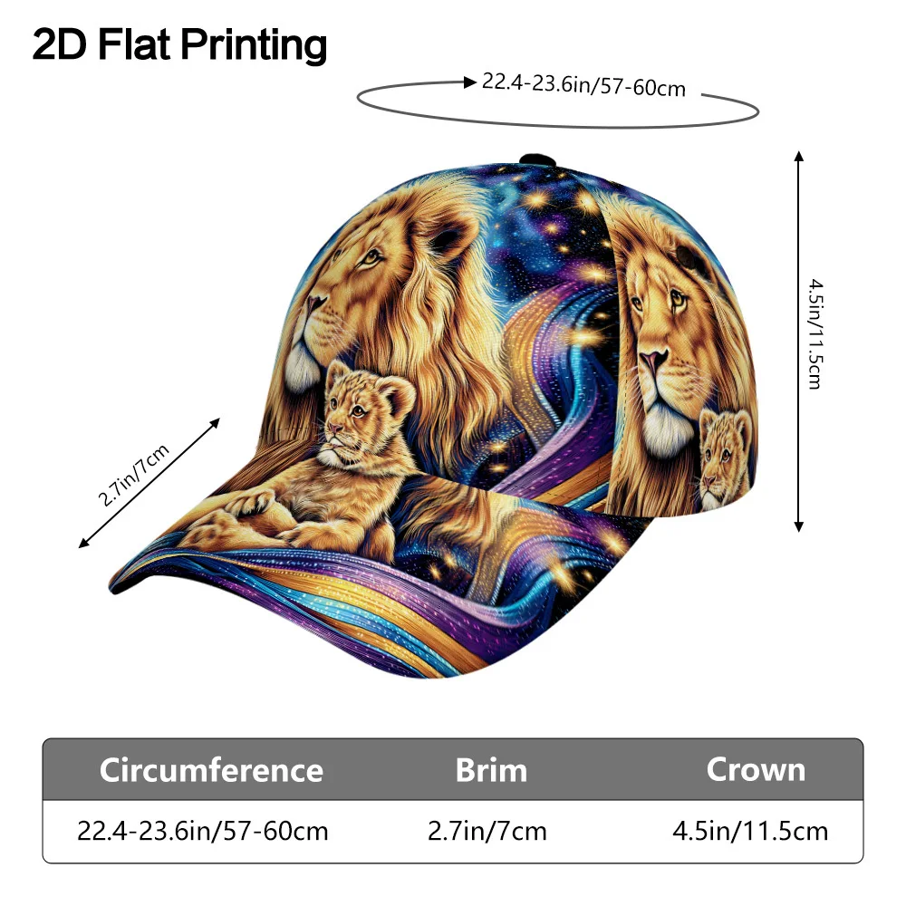 Starry Lion Family Printed Baseball Cap Adjustable Design Sports Running Cap, Hand Washable Or Dry Cleaned, Fashionable