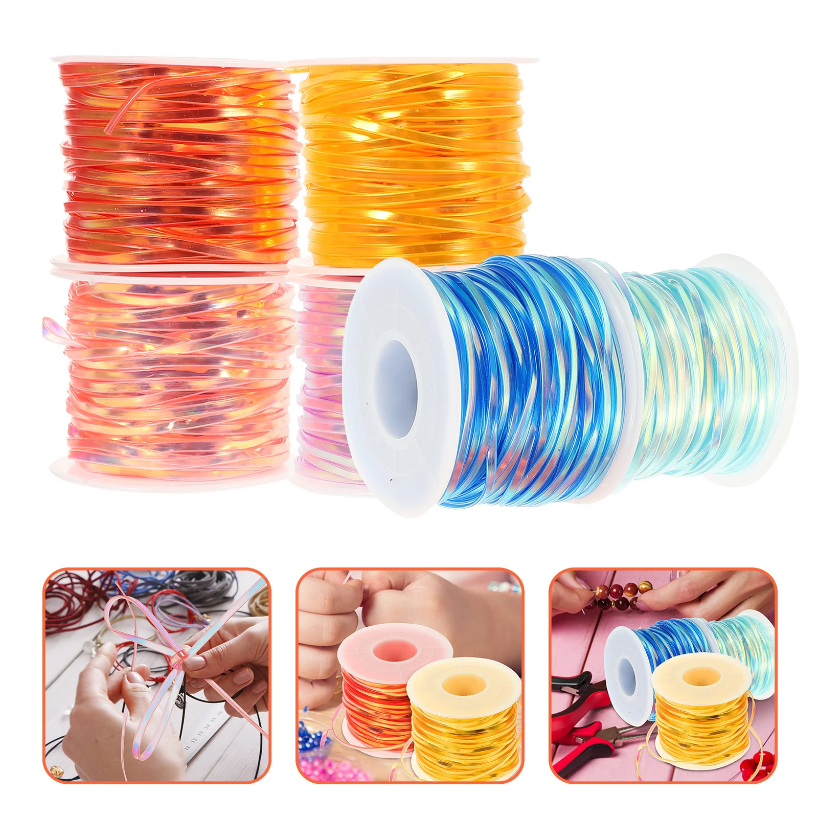 

1 set 1 Set Colorful Plastic Lanyard Strings For Diy Key Chain Making Durable Bracelet Weaving Craft Kit Supplies Handicraft