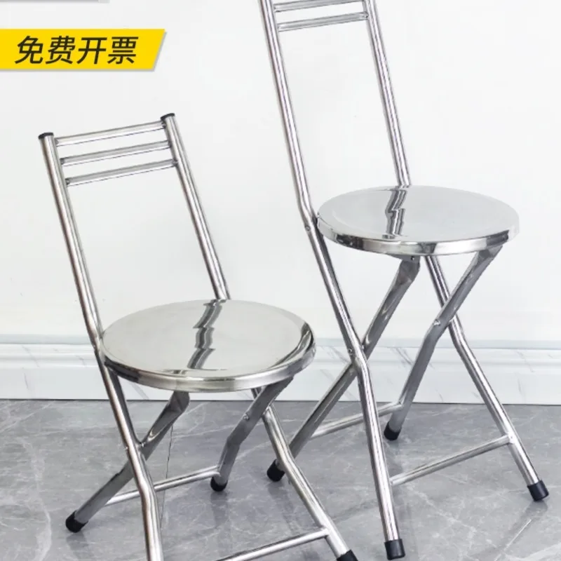 Portable Folding Dining Chair Stainless Steel Round Seat with Backrest Outdoor Chair for Travel Home Compact Storage Solution