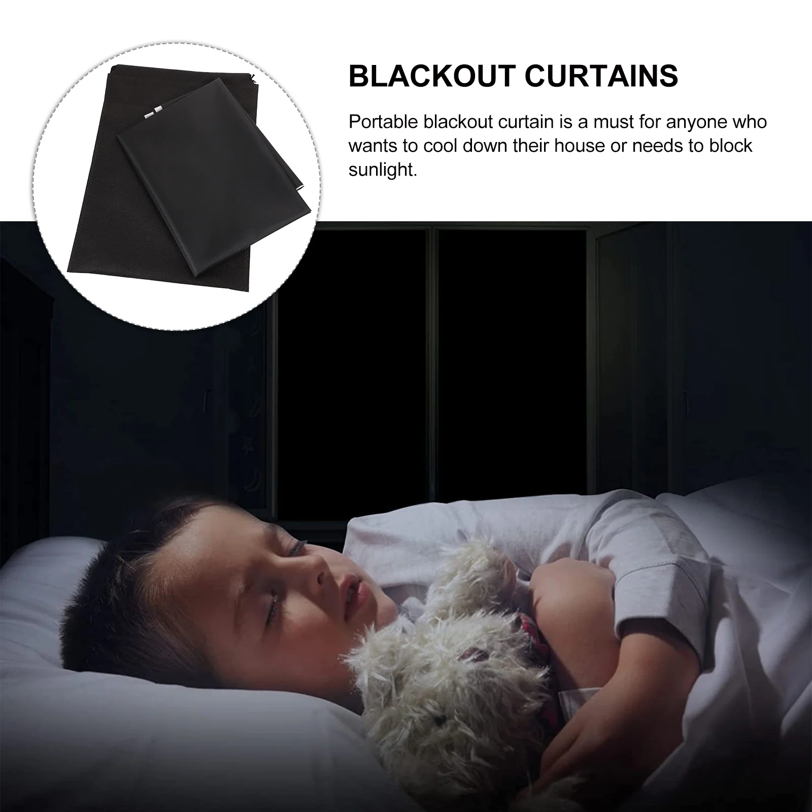 

Travel Blackout Curtains Window Coverings Sun Protection Cotton Portable Shades Easy Install No Drilling Block Sunlight Bedroom