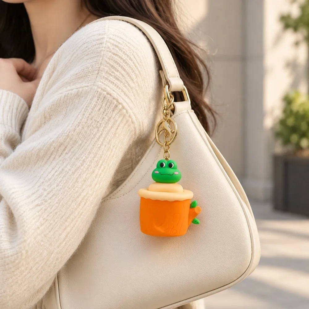 Cute Soft Animal Cup Squeeze Cartoon Elastic Tree Stump Squeeze Rabbit Koala Pinch Keychain Funny