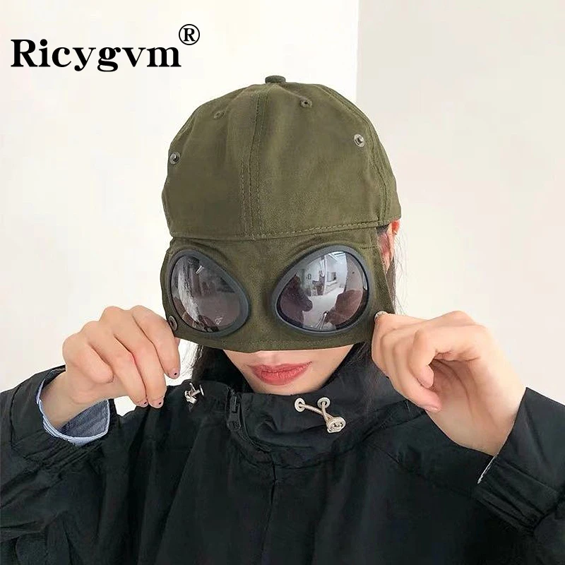 Hip Hop Aviator Hat With Sunglasses For Men Women Fashion Glasses Bonnet Summer Outdoor Sun Visors Fashion Punk Baseball Cap