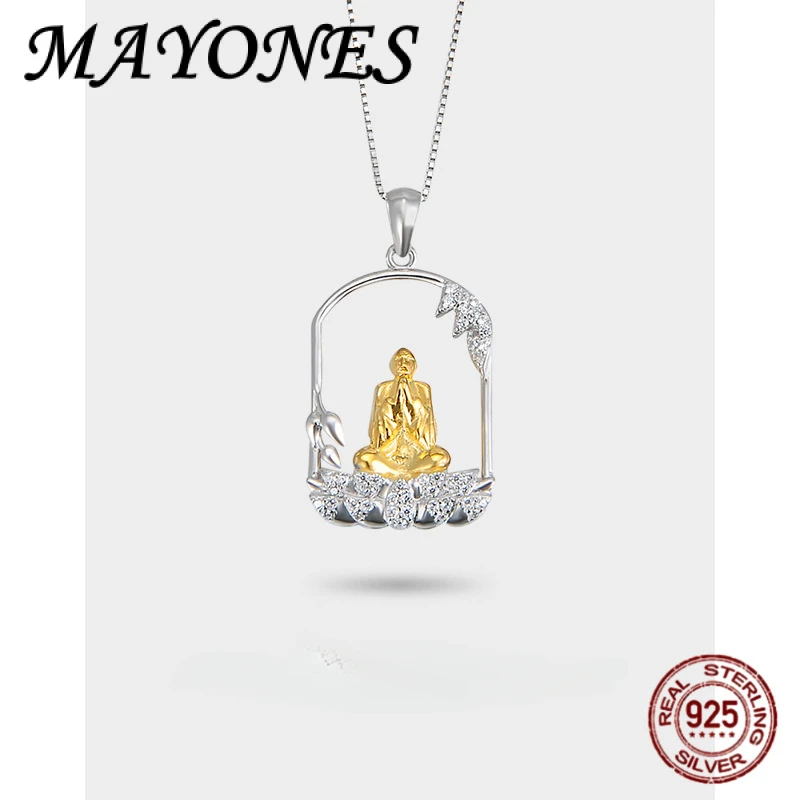 

Authentic 925 Sterling Silver 18K Lotus Buddha Pendant Without Chain Fashionable Zircon Creative High-end Women's Jewelry