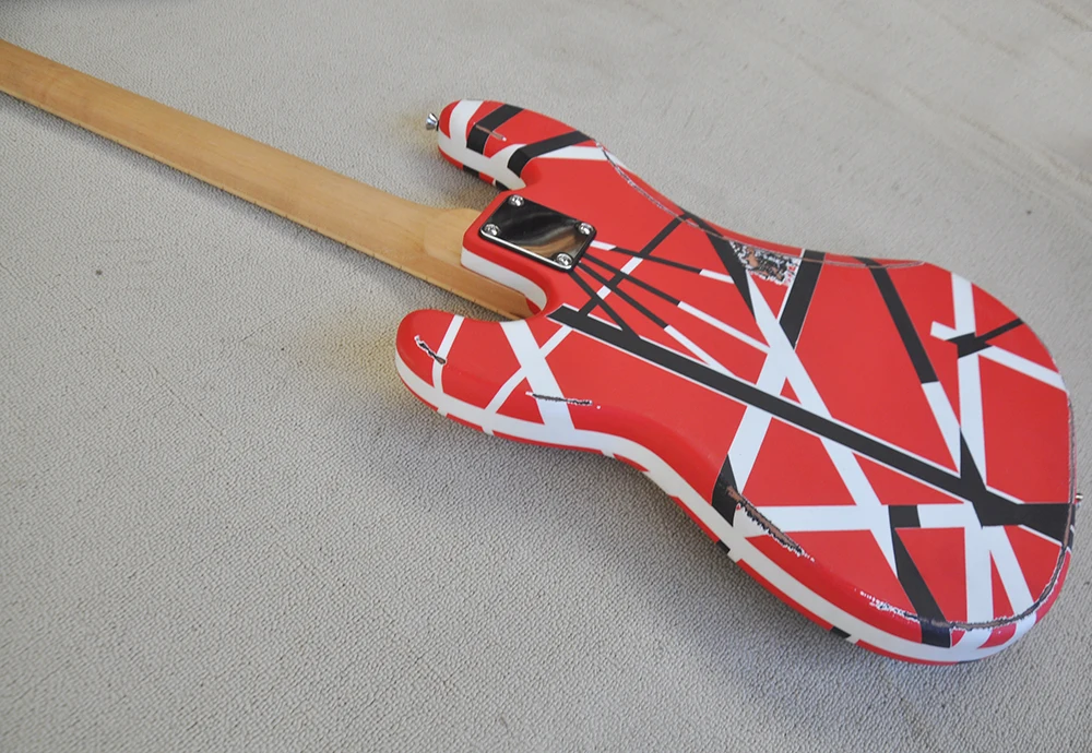 4 Strings Relic Red Electric Bass Guitar with Maple Fretboard,Customizable