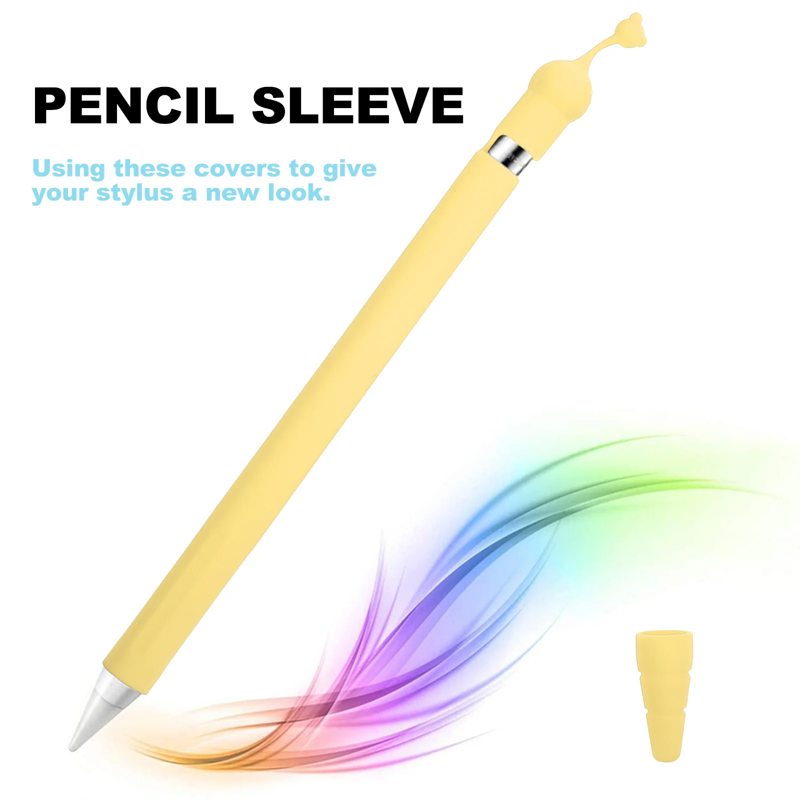 

2Pcs Pencil Protective Sleeve Cartoon Design Non-Slip Drop-Proof Cover for Pencil 1 Anti-Lost Shockproof Silicone Holder