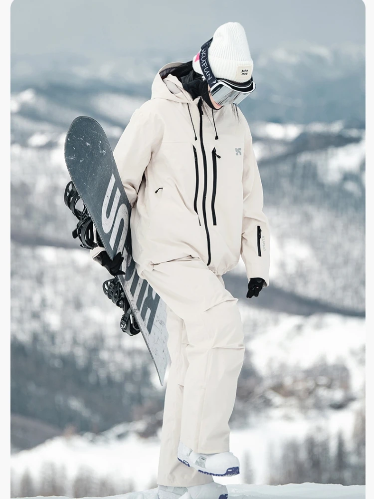 KUFUN ملابس التزلج مقاوم للماء الرياضات الشتوية سميكة على الجليد يندبروف سترة الثلوج السراويل فضفاضة عادية رجل سيدة مراهق #3