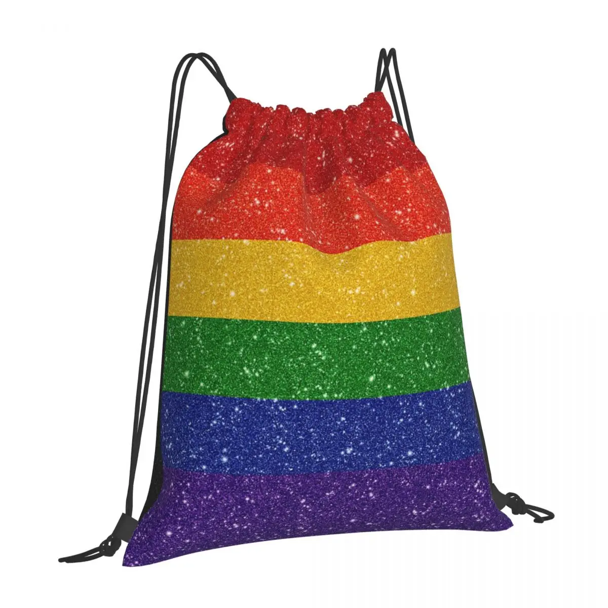 Faux Glitter Rainbow Pride Vlag Trekkoord Tassen Sporttas Hot Koop Rugzak Grappige Infanterie Pak