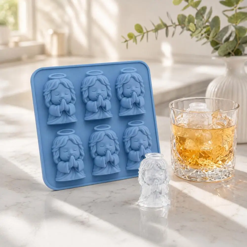 Angel Ice Cube Tray Food Grade Ice Mold Angel Shape Ice Tray Soft Silicone Mold for 3d Angel Cubes Easy Release Cube for Parties