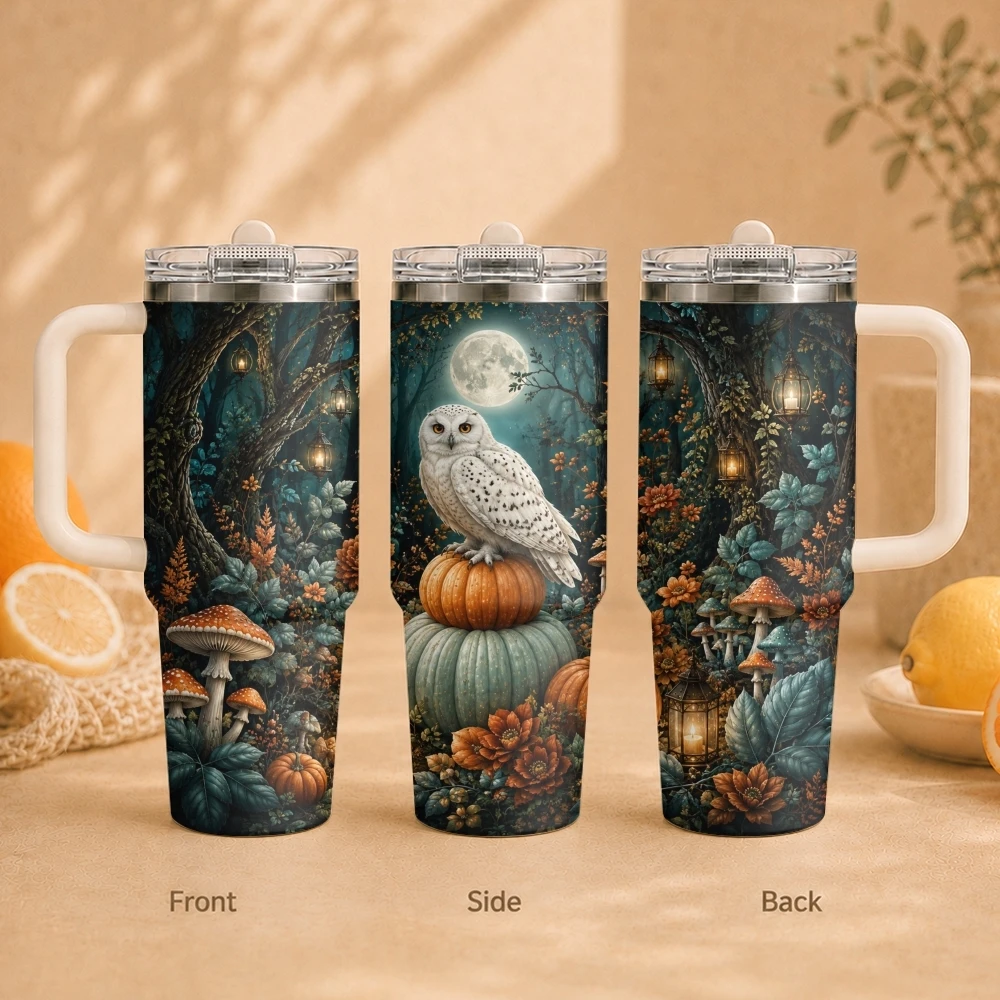 Halloween Ghost Wizard Vacuum Flasks 40oz Vacuum Insulated Travel Mug - Stainless Steel Straw Cup Lid