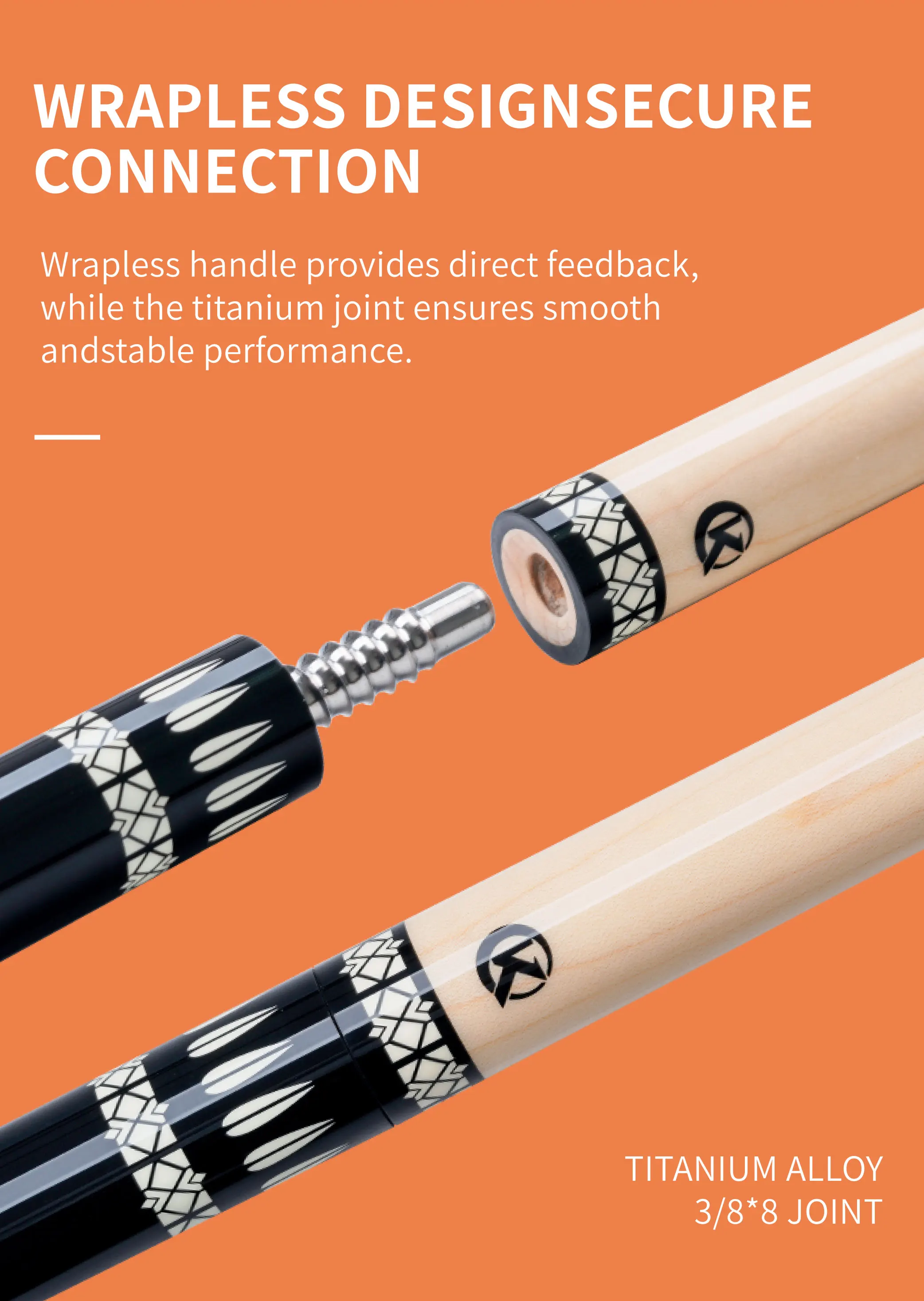 Poolqueue mit Carbonfaser-Schaft, geringer Abweichung, Profi-Taper, 12,5 mm Spitze, 3/8x8 Verbindung, K-03 für 8/9-Ball-Billard, KONLLEN – Detail 5