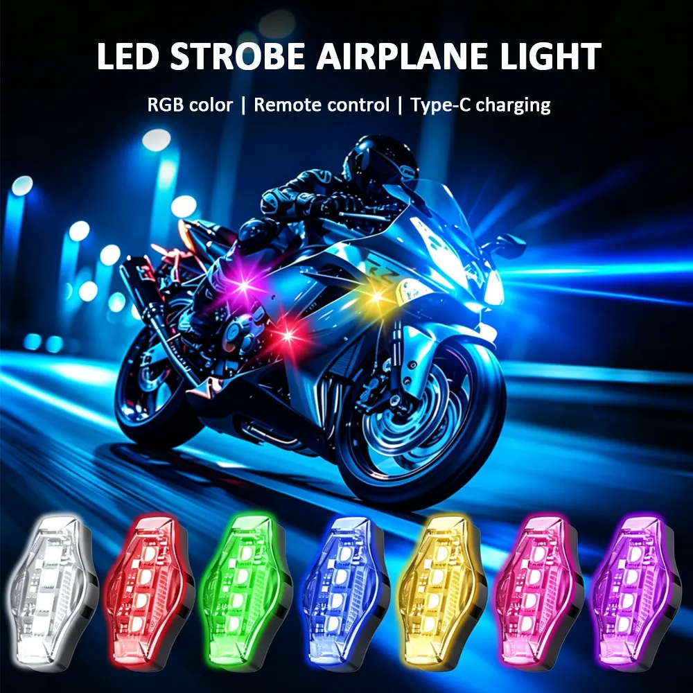 Wireless Remote LED Strobe Light Car Motorcycle Bike Warning Decor Lamp USB Rechargeable Aircraft Indicator 7 Colors Car Lights