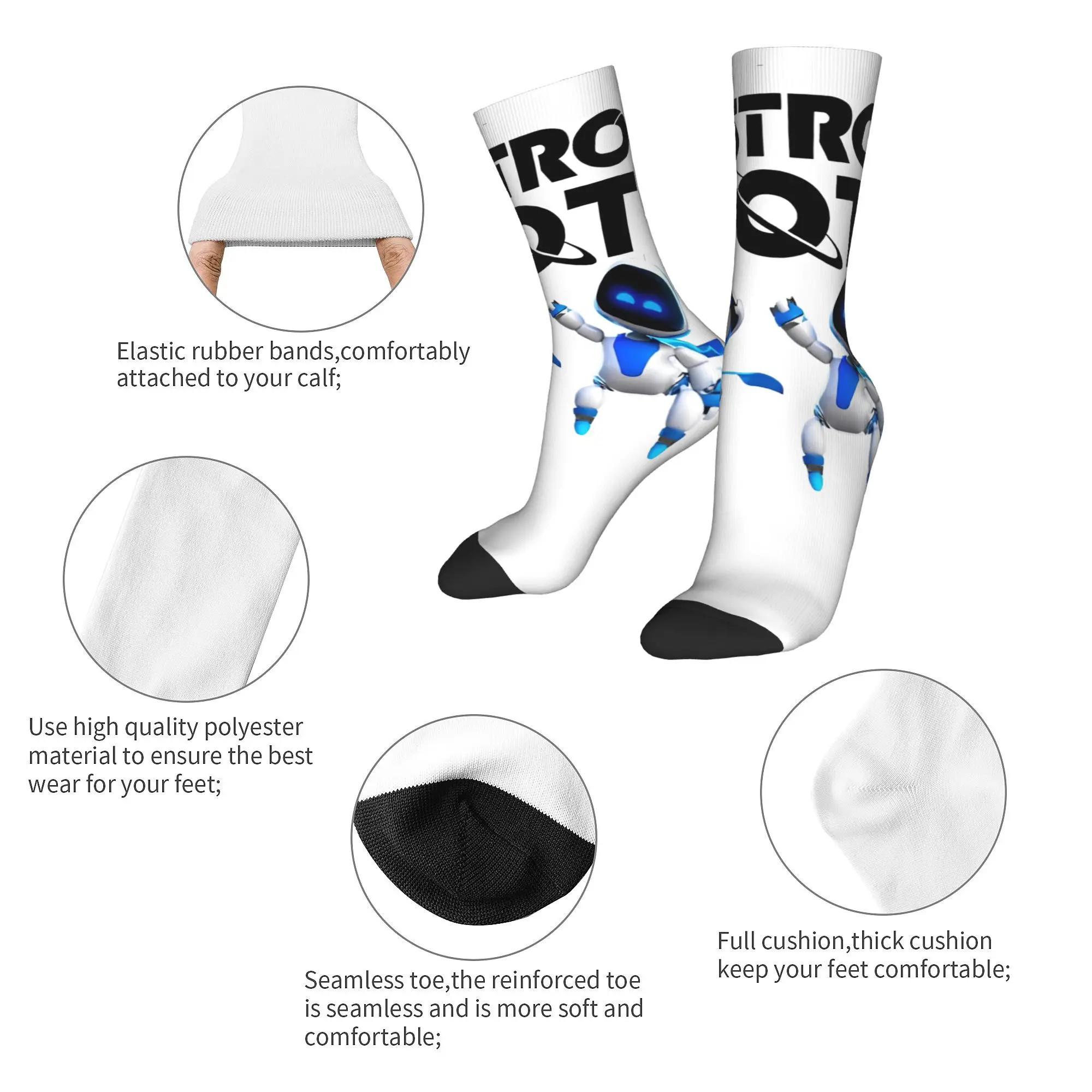 ASTRO-BOT game  Merch Men Women Socks Flexible  Sport Middle Tube Socks Cute Birthday Gifts Idea