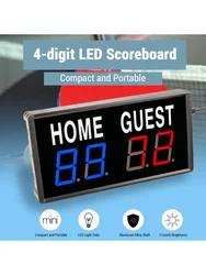 4-Digit LED Electronic Score Keeper Scoreboard with Remote for Basketball Ping Pong Table Tennis Match Supplies