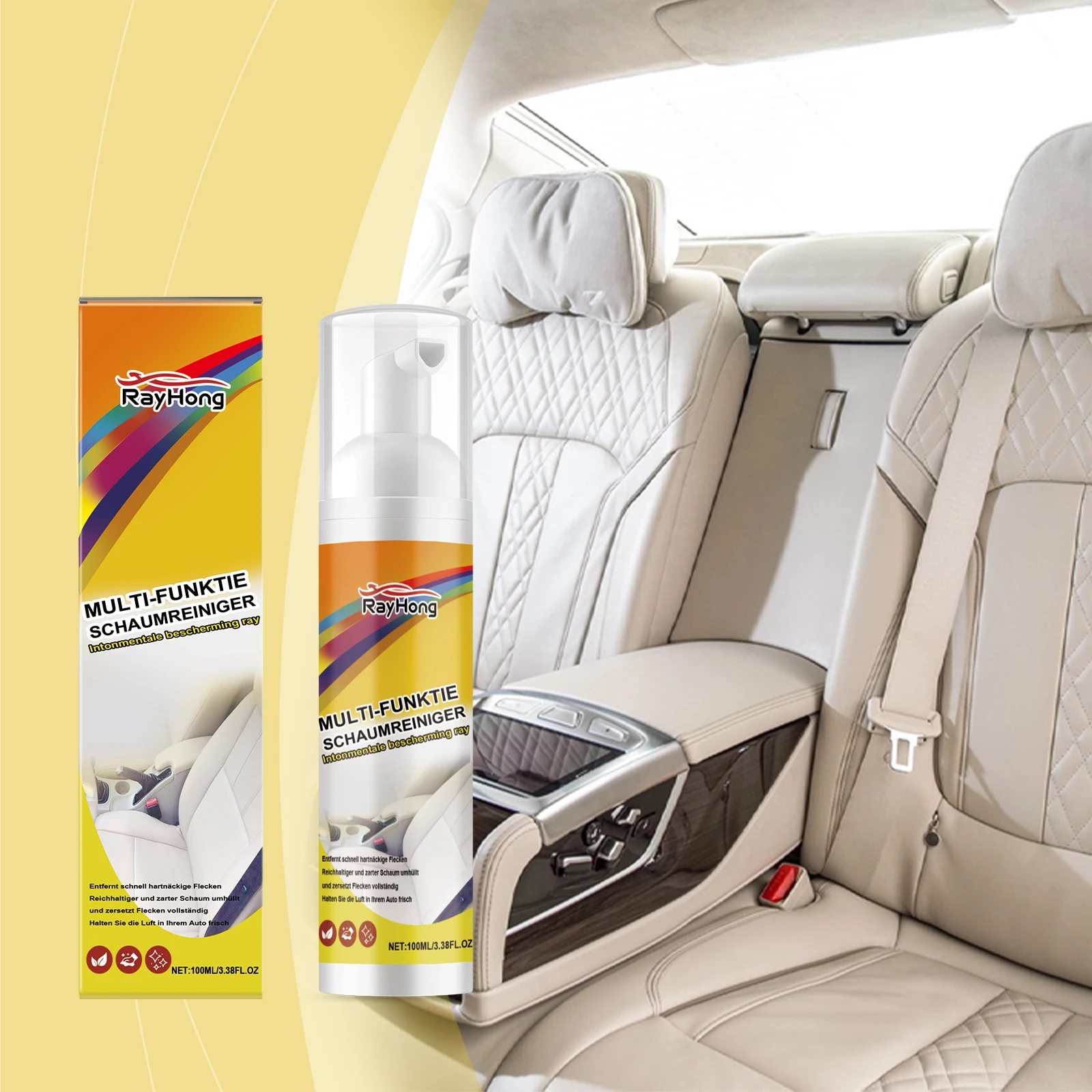 Car Multi-Functional Foam Cleaner Highly Effective Disinfectant Cleaner Car Interior Soft Cushion Seat Renovation Stain Removal