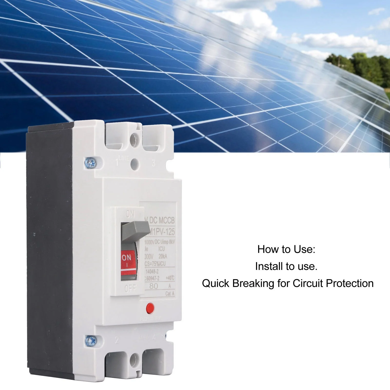 MCCB DC Solar Battery Protection Isolator Switch 2P Molded Case Circuit Breaker Switch 1000V 80A