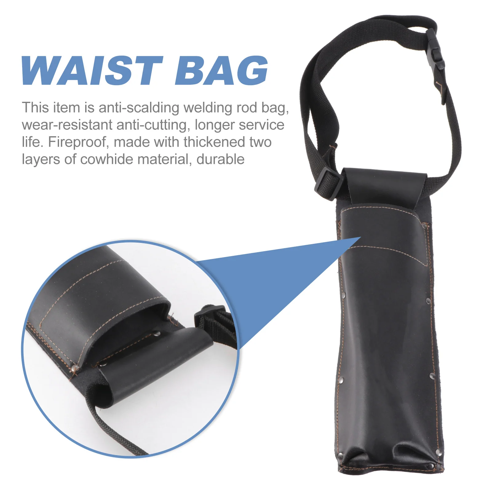 1Pcs Welding Rod Bag Fireproof Wear-Resistant Two-Layer Anti-Scalding Welding Rod Storage Container with Rivets