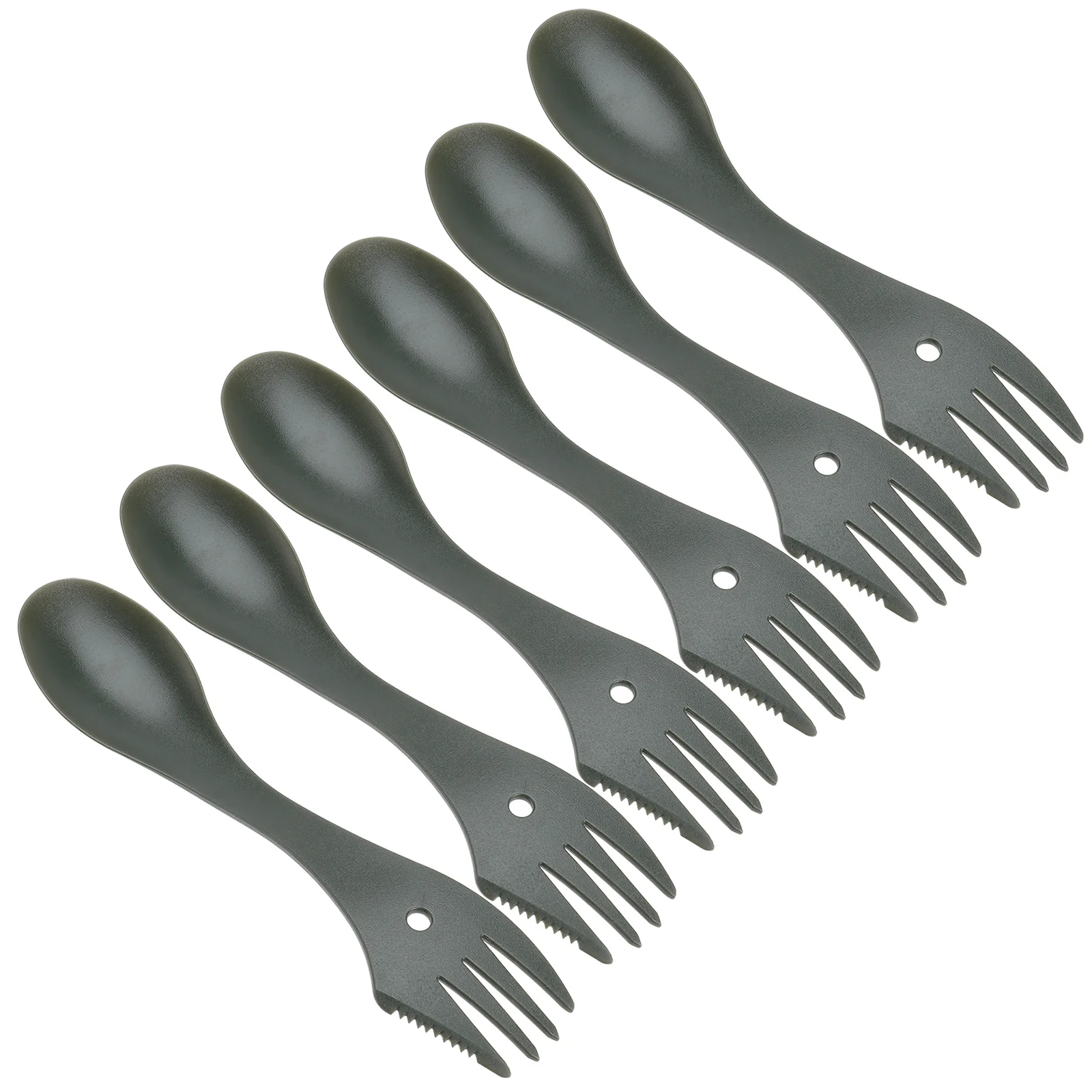 6 pçs plástico 3-em-1 talheres garfo colher cortador multi-funcional acampamento ao ar livre piquenique caminhadas portátil durável eco-amigável