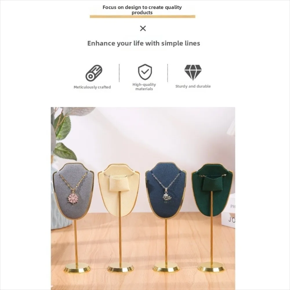 Ultra-Small Mini Jewelry Display Stand Metal Base Velvet Necklace Pendant Holder Exhibition Shelf Durable