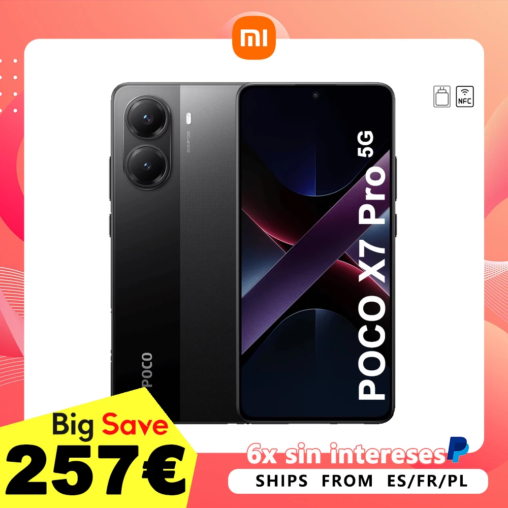 POCO X7 Pro 8GB/256GB 12GB/256GB 12GB/512GB NFC com carregador da UE celular versão global