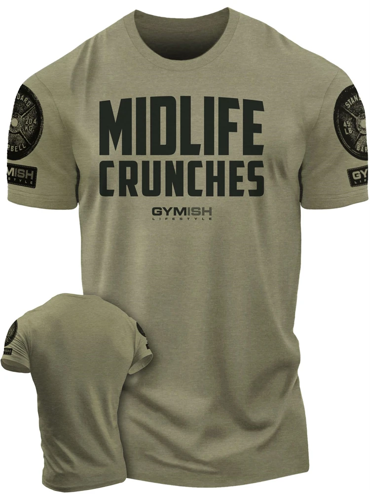 Men's T-shirt Street Retro Tough Guy Midlife Crunches Paint T-shirt Everyday Casual Short Sleeve T-shirt Men's Gym Green T-shirt