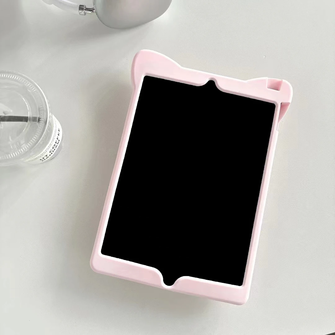 3D Cute Cartoon Pink Bear Kawaii Soft Silicone Ipad pro 9.7 10.5 air 5 4 3 2 10.9 2022 2020 2021 11 10. 2 with Stand Tablet Case