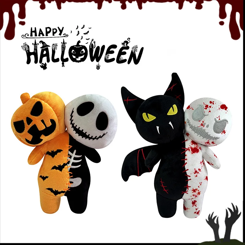 

Двуглавая тыква на Хэллоуин, плюшевая игрушка, двуглавый череп, кролик, череп ужасов, белый призрак, светящийся зомби-кошка, подарок на Хэллоуин