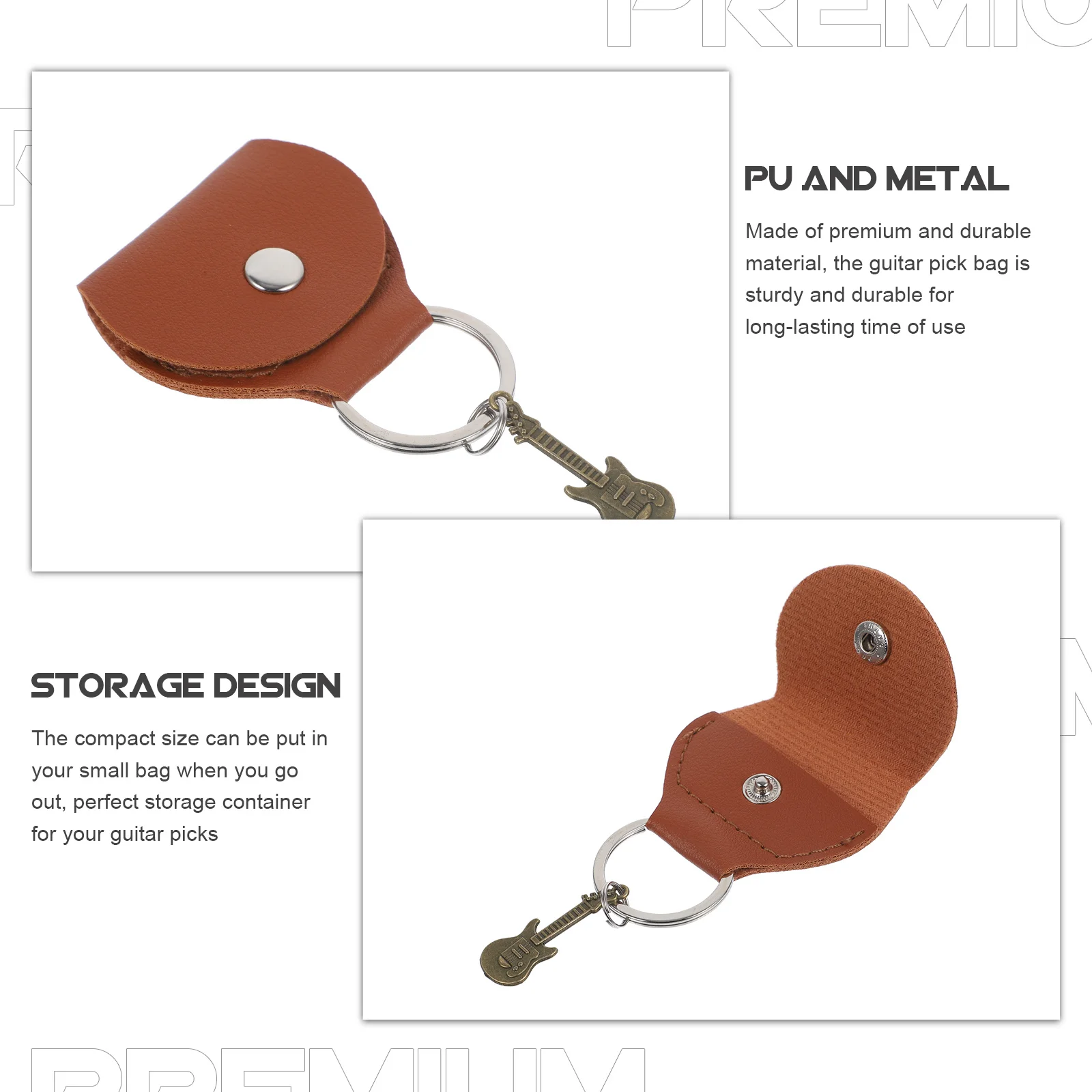

Keychain Guitar Holders with Keyring Picks Decorations Case Pu Reusable