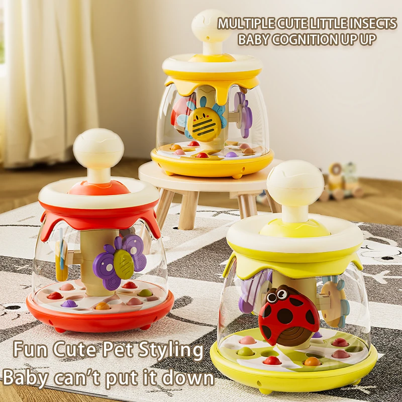 赤ちゃん教育プレスおもちゃ子供用プレス回転昆虫&ボール、手の調整、なだめるおもちゃクリスマスギフト