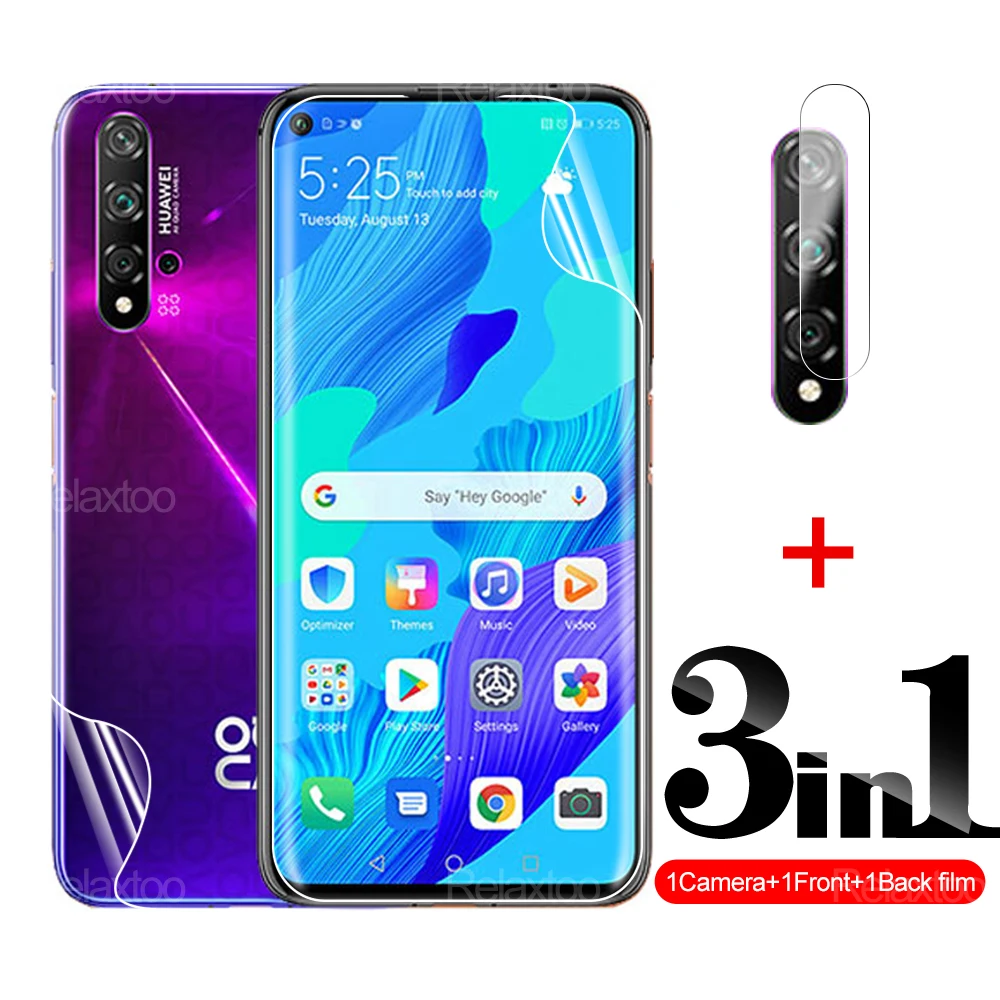 3in1 Screen Protector Back Hydrogel Film For Huawei Nova 5T NOV 5 T Huawi Protective Film 6.26