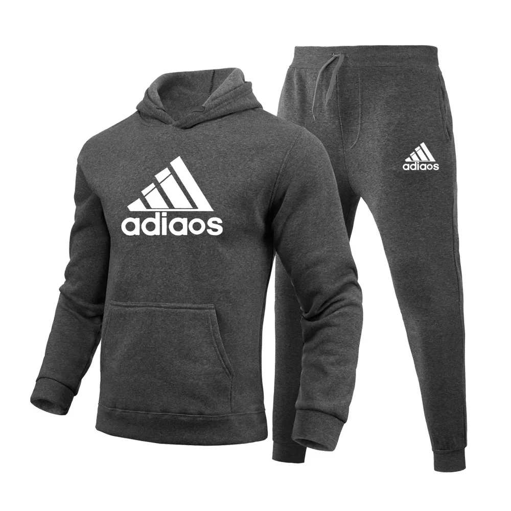 Men\'s Tracksuit Hooded Sweatshirt+Sweatpants 2 Pcs Sets Sports Suit Casual Jogger Sportswear 2 Piece Male Fleece Streetwear Sets