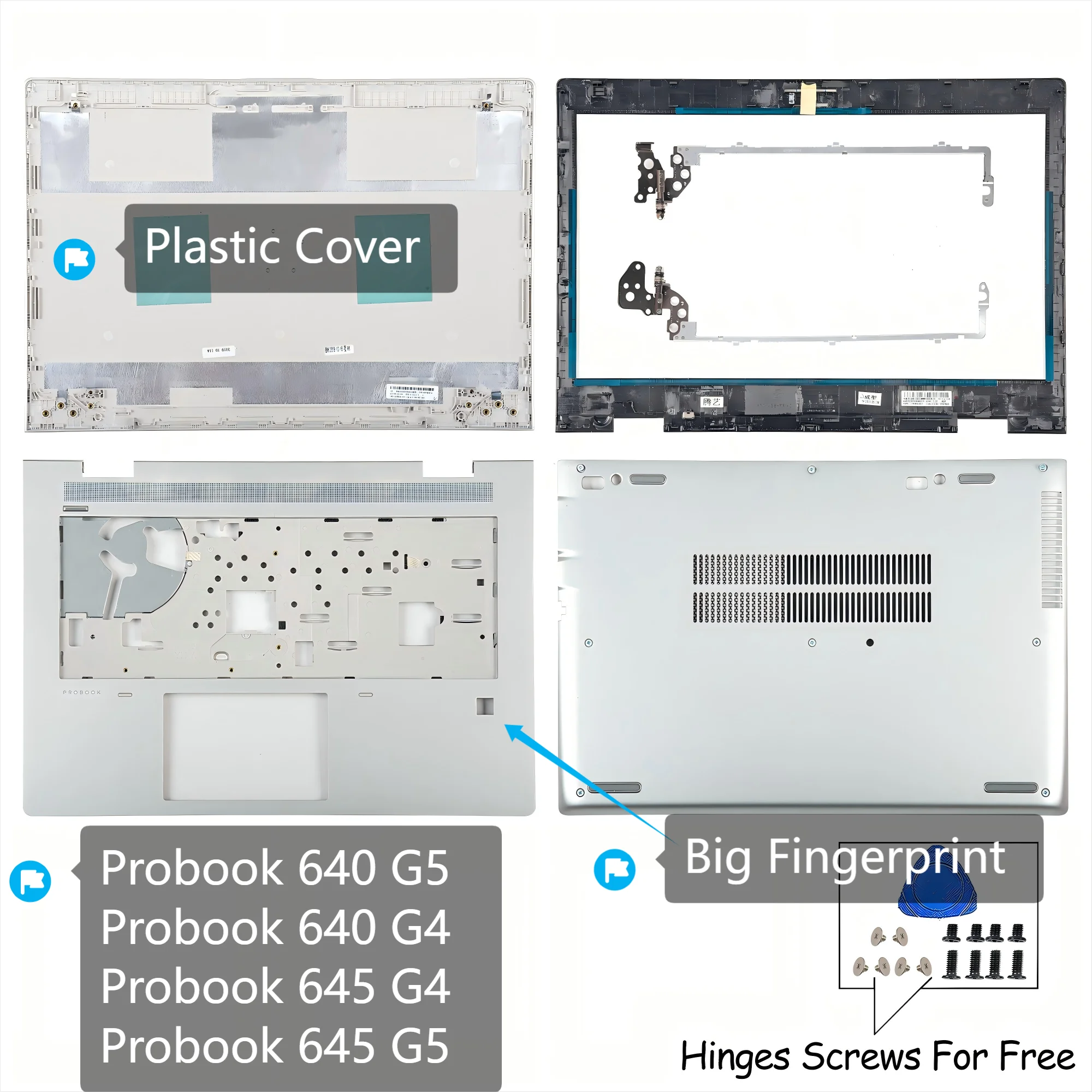 

New Laptop case For ProBook 640 G5 640 G4 645 G5 645 G4 LCD Back Cover Front Bezel Hinges Palmrst Bottom L09526-001